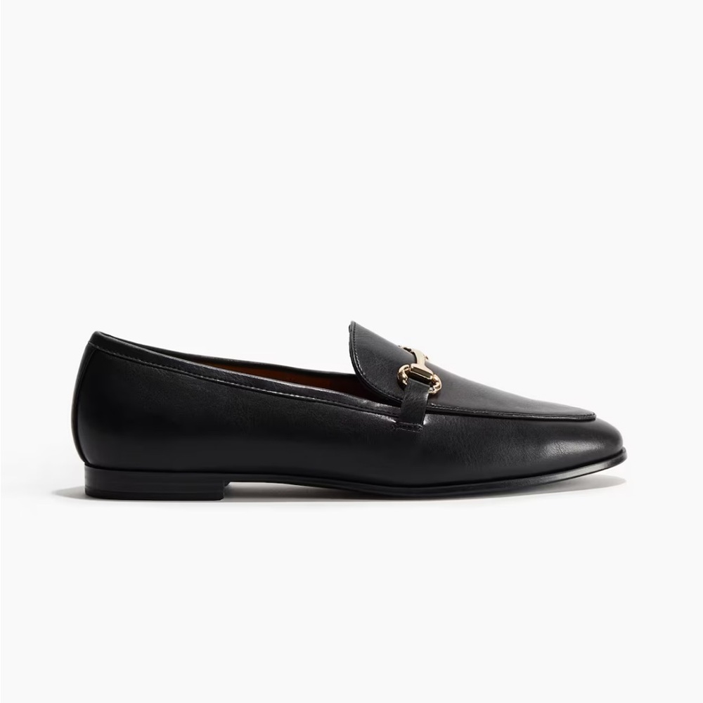 Classic Black Loafers with Gold Detail